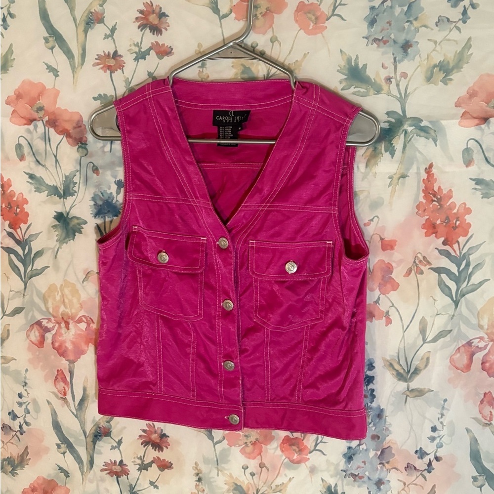 Vintage Carole Little Sport Fuchsia Vest - Picture 2 of 8